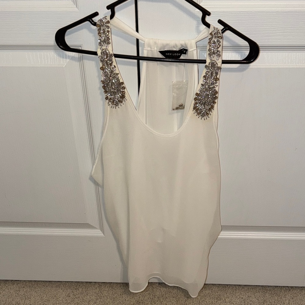 New Look Ivory Embellished Blouse